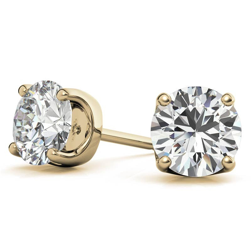 Crown 4-Prong Round Moissanite Stud Earrings