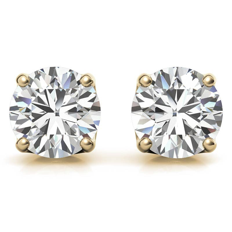 Crown 4-Prong Round Moissanite Stud Earrings