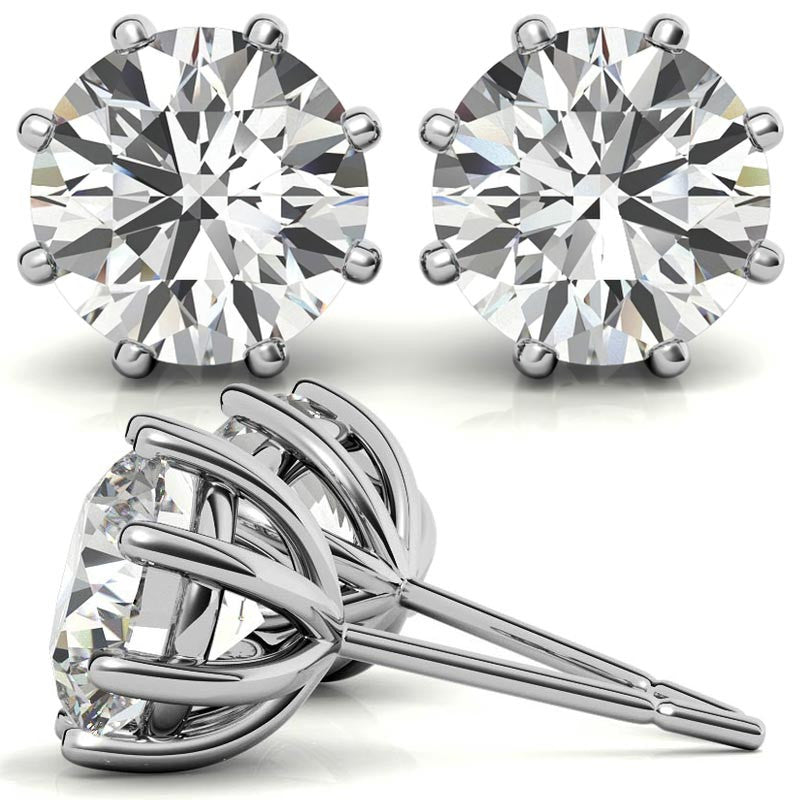 Octet 8-Prong Round Moissanite Stud Earrings
