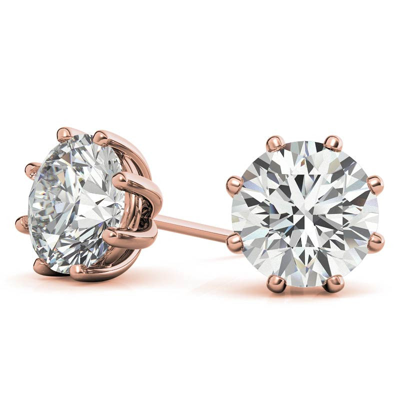Octet 8-Prong Round Moissanite Stud Earrings
