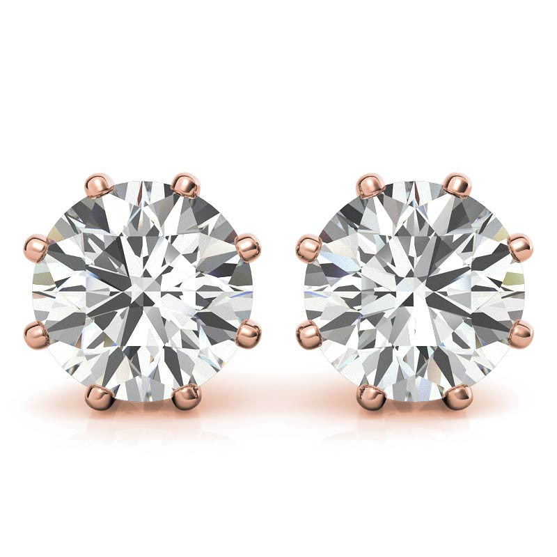 Octet 8-Prong Round Moissanite Stud Earrings