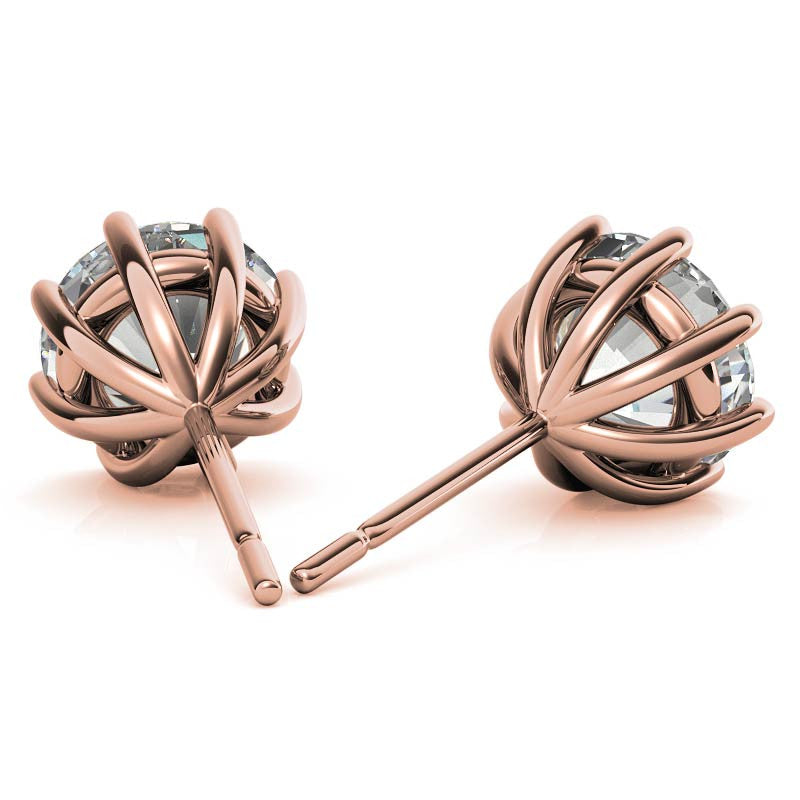 Octet 8-Prong Round Moissanite Stud Earrings