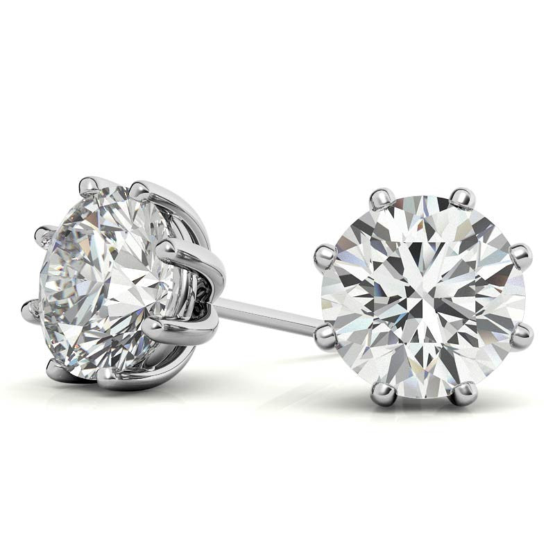 Octet 8-Prong Round Moissanite Stud Earrings