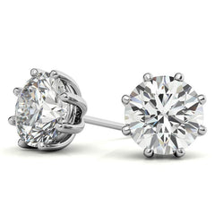 Octet 8-Prong Round Moissanite Stud Earrings