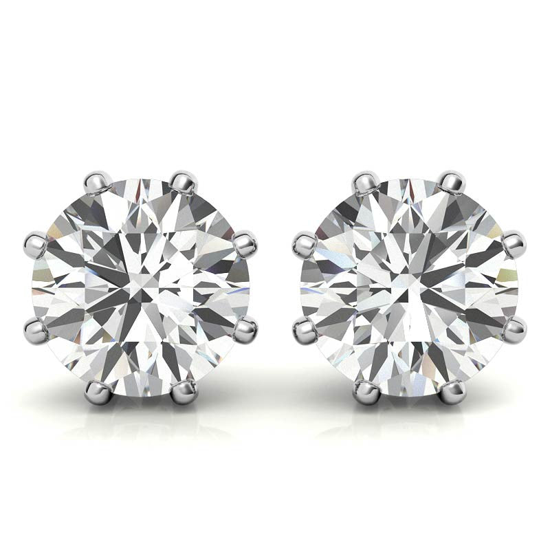 Octet 8-Prong Round Moissanite Stud Earrings