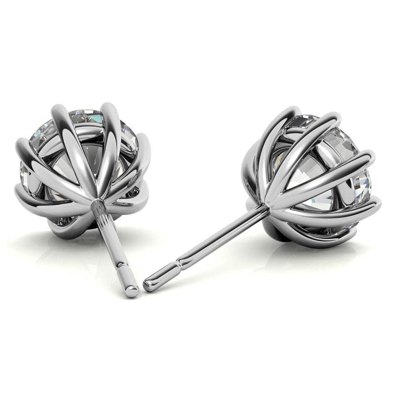 Octet 8-Prong Round Moissanite Stud Earrings