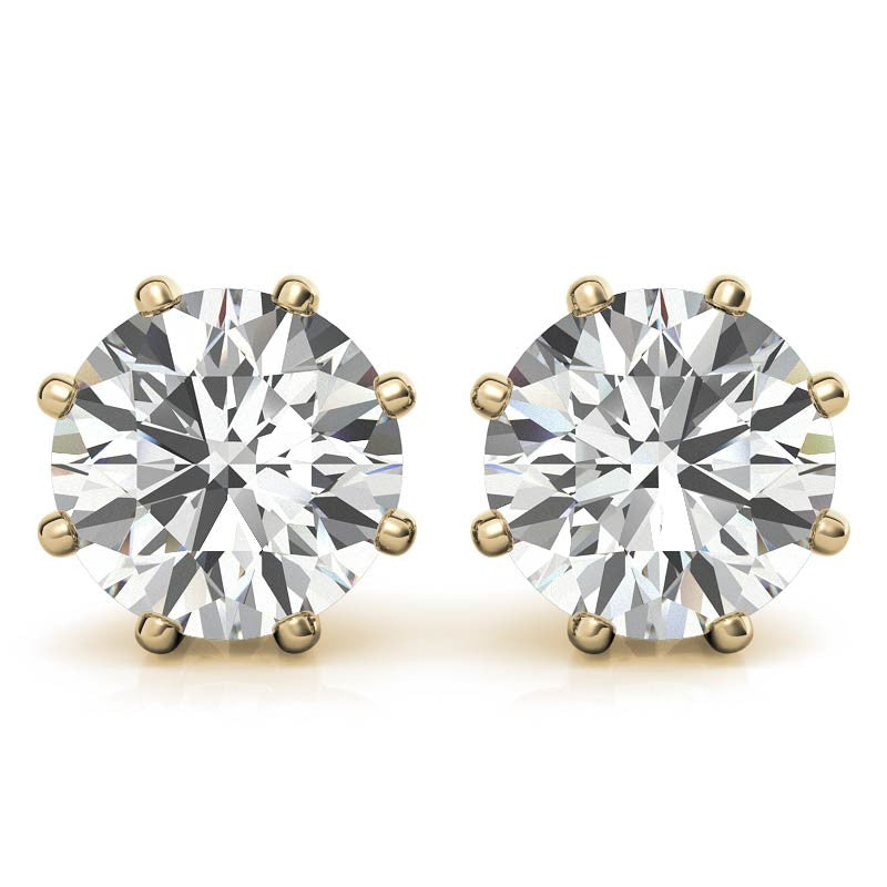 Octet 8-Prong Round Moissanite Stud Earrings