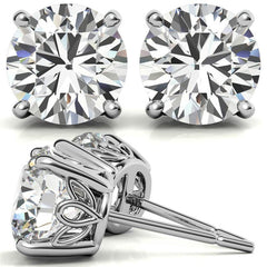 Round Moissanite Vintage Scroll Design Stud Earrings