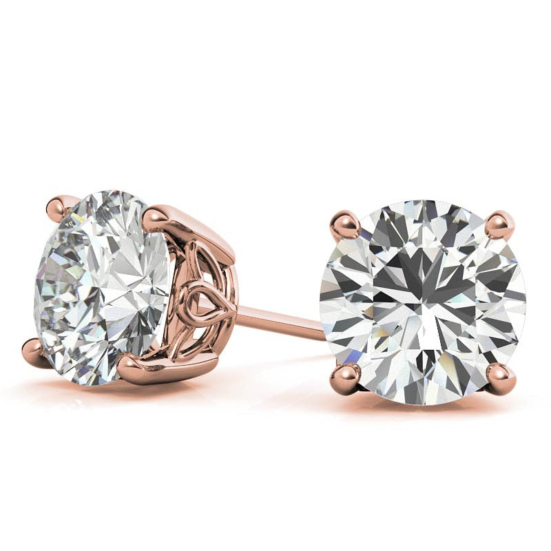 Round Moissanite Vintage Scroll Design Stud Earrings