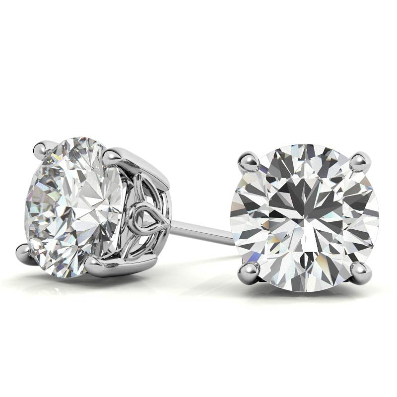 Round Moissanite Vintage Scroll Design Stud Earrings