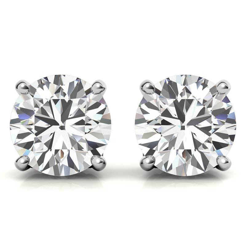 Round Moissanite Vintage Scroll Design Stud Earrings