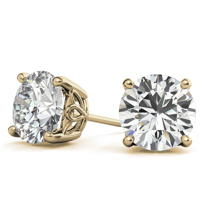 Round Moissanite Vintage Scroll Design Stud Earrings