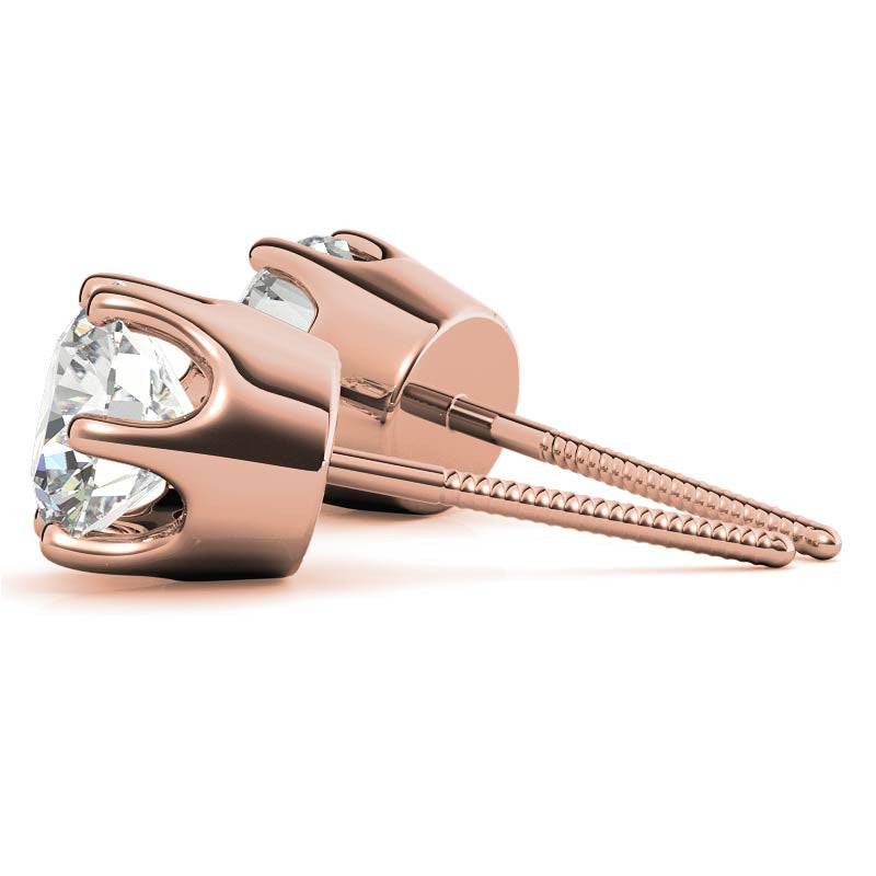 Crown 6-Prong Round Moissanite Stud Earrings