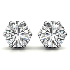 Crown 6-Prong Round Moissanite Stud Earrings