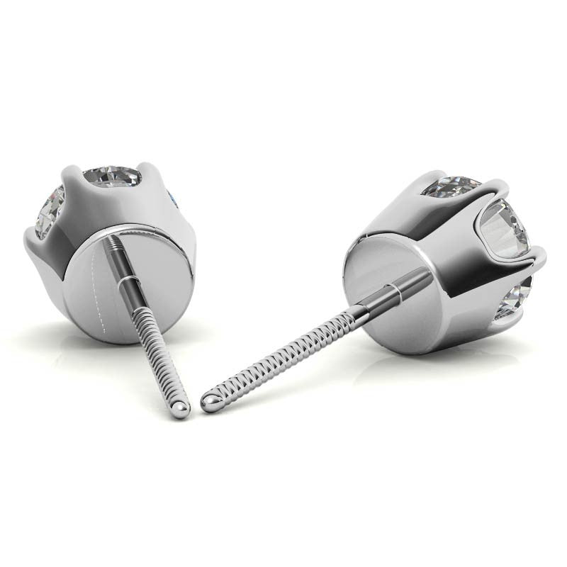 Crown 6-Prong Round Moissanite Stud Earrings