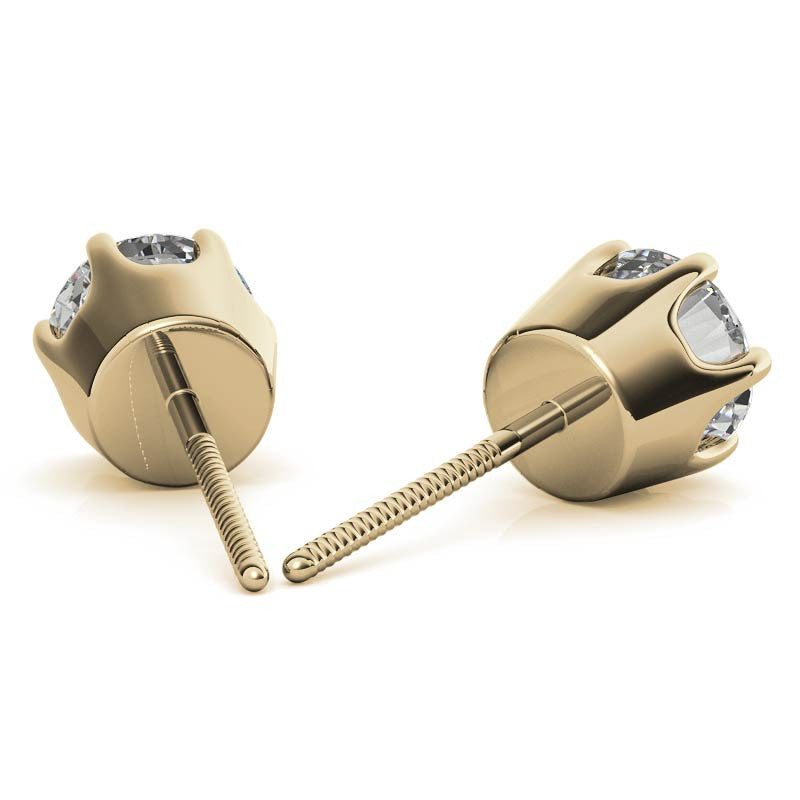 Crown 6-Prong Round Moissanite Stud Earrings
