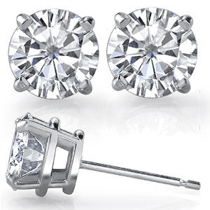 Classic Round Moissanite 4-Prong Stud Earrings