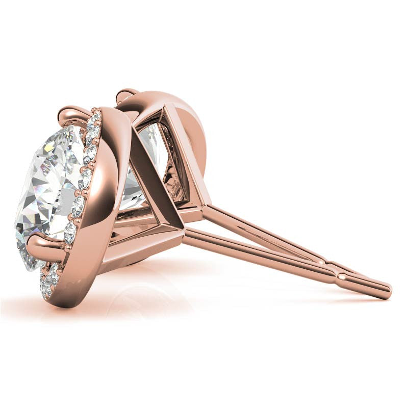 Round Moissanite & Diamond Petite Halo Earrings
