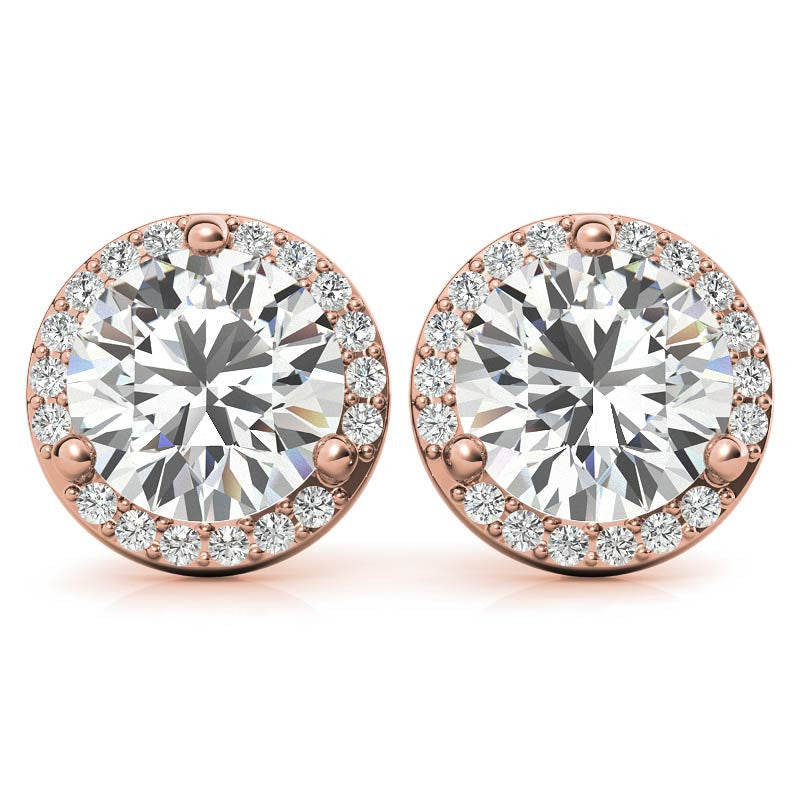 Round Moissanite & Diamond Petite Halo Earrings