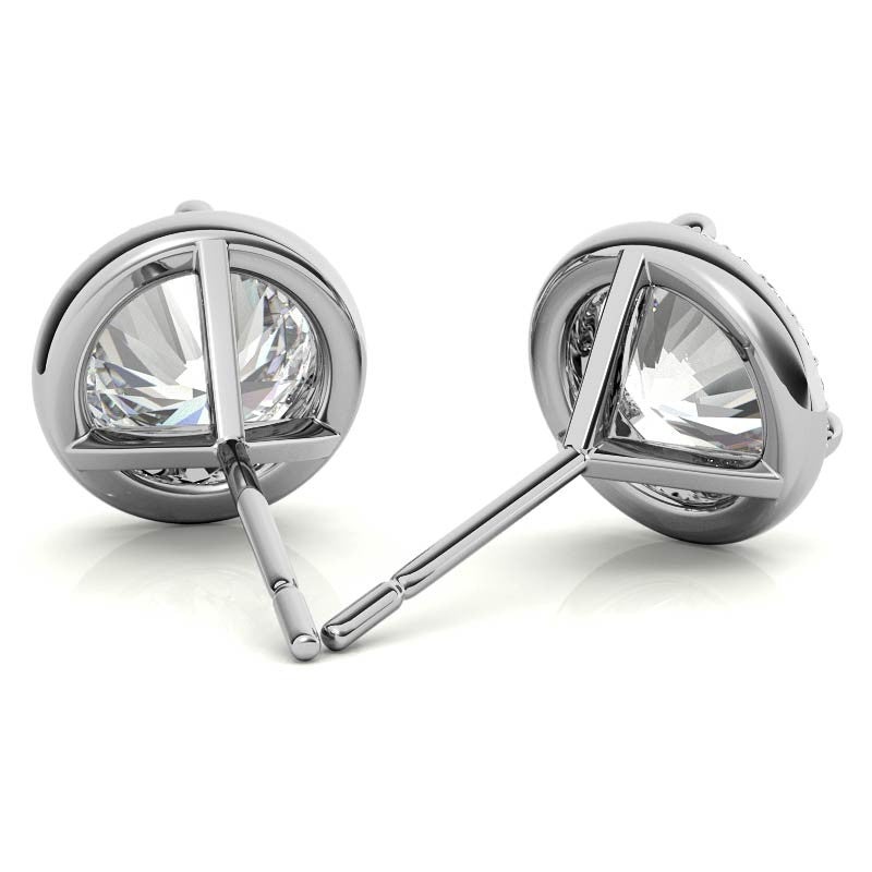 Round Moissanite & Diamond Petite Halo Earrings