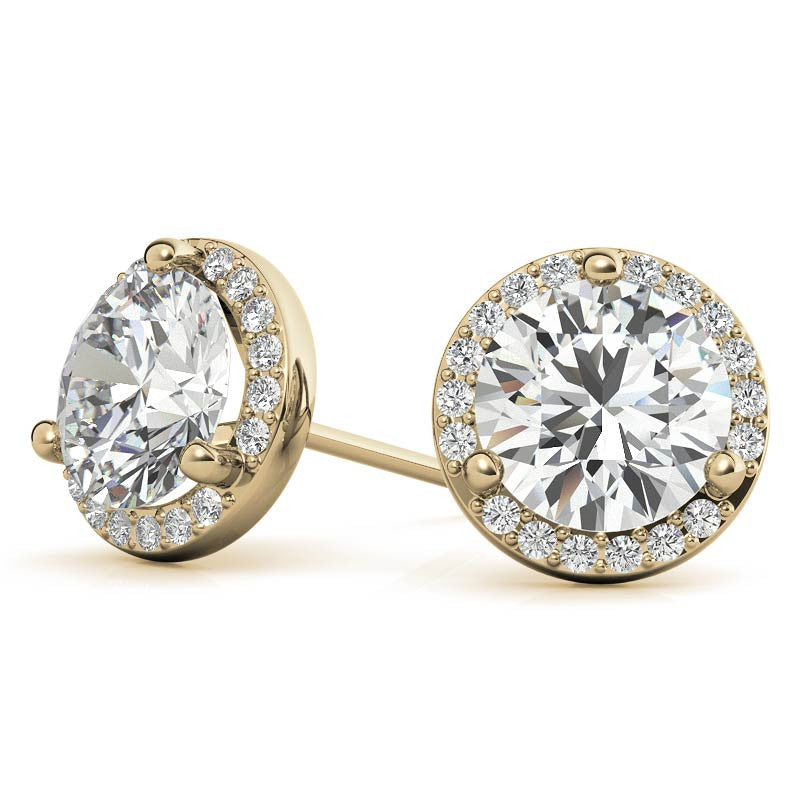 Round Moissanite & Diamond Petite Halo Earrings
