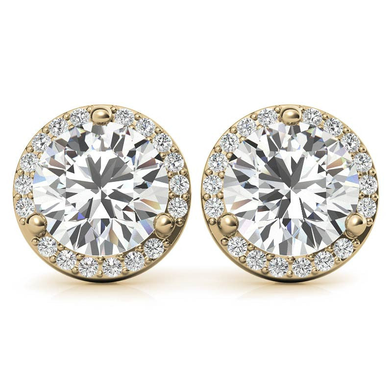 Round Moissanite & Diamond Petite Halo Earrings