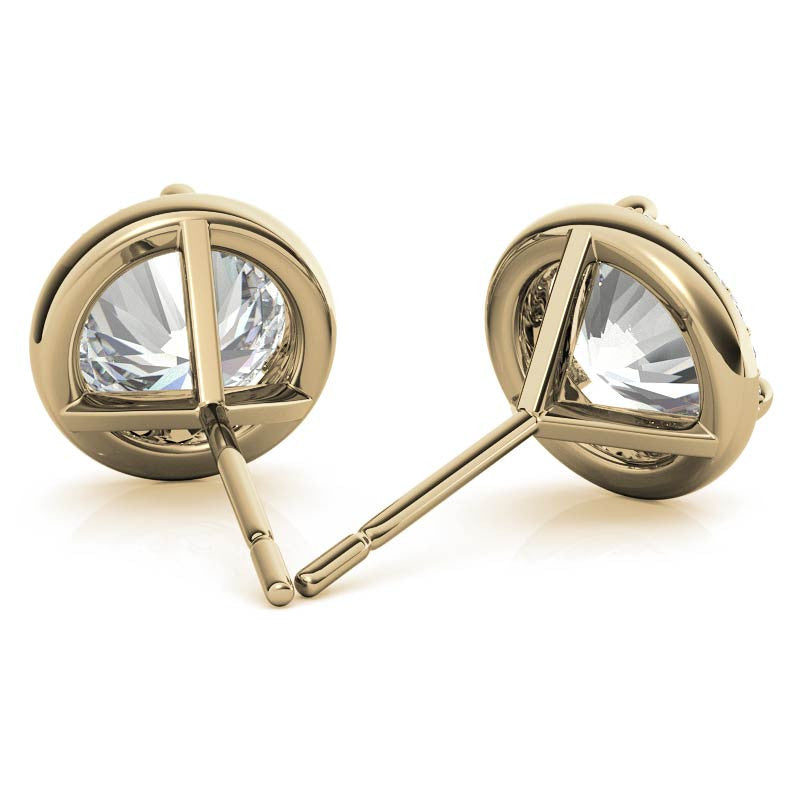 Round Moissanite & Diamond Petite Halo Earrings