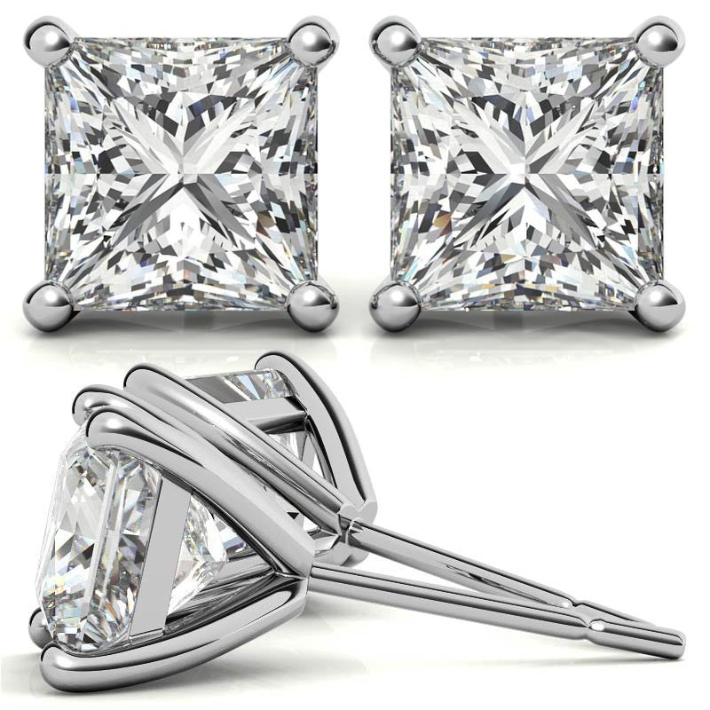 4-Prong Martini Princess Moissanite Stud Earrings