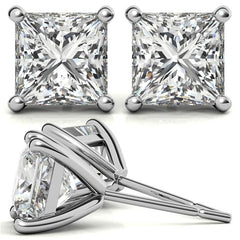 4-Prong Martini Princess Moissanite Stud Earrings