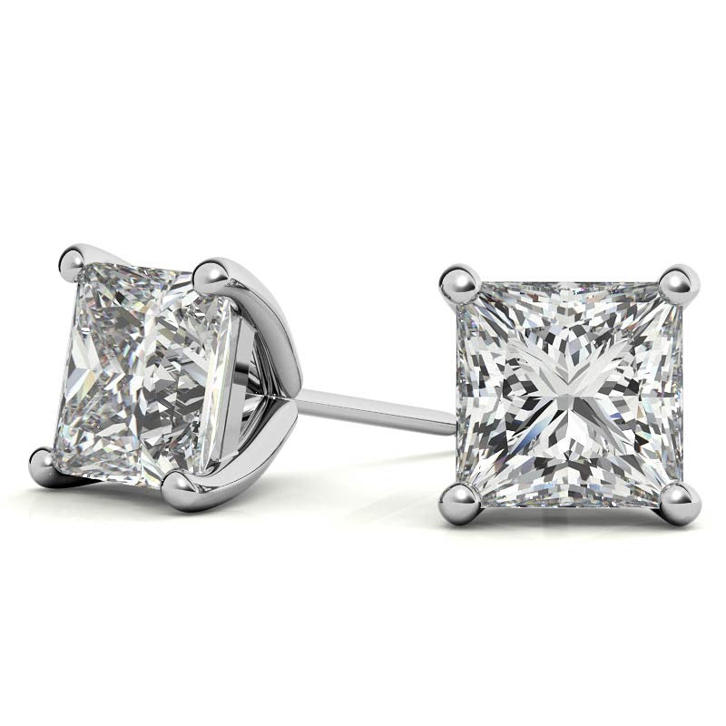 4-Prong Martini Princess Moissanite Stud Earrings