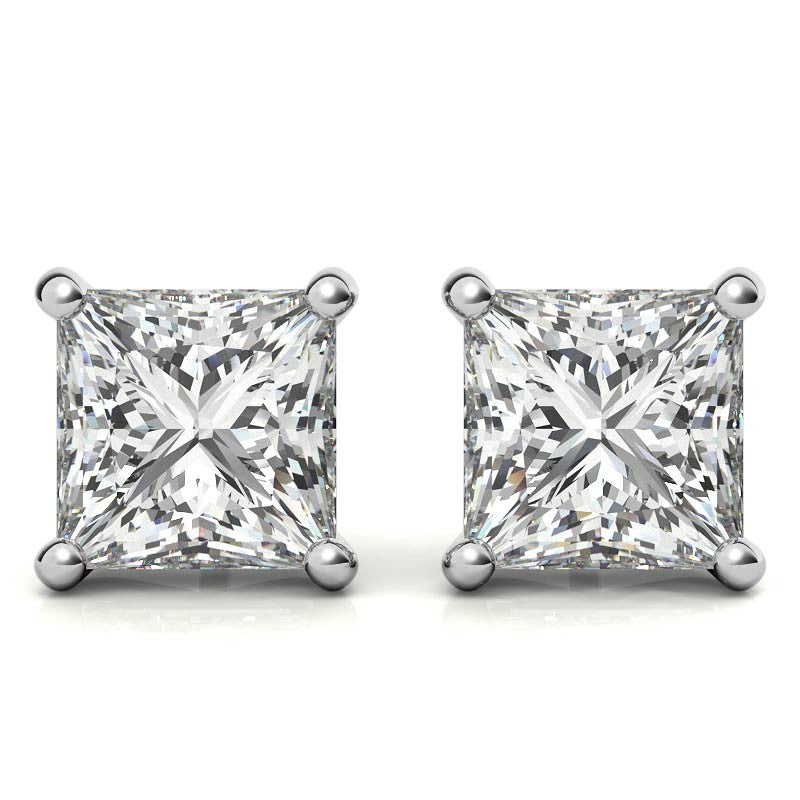 4-Prong Martini Princess Moissanite Stud Earrings