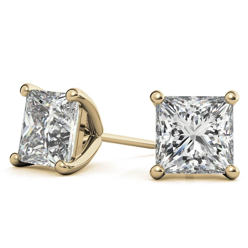 4-Prong Martini Princess Moissanite Stud Earrings