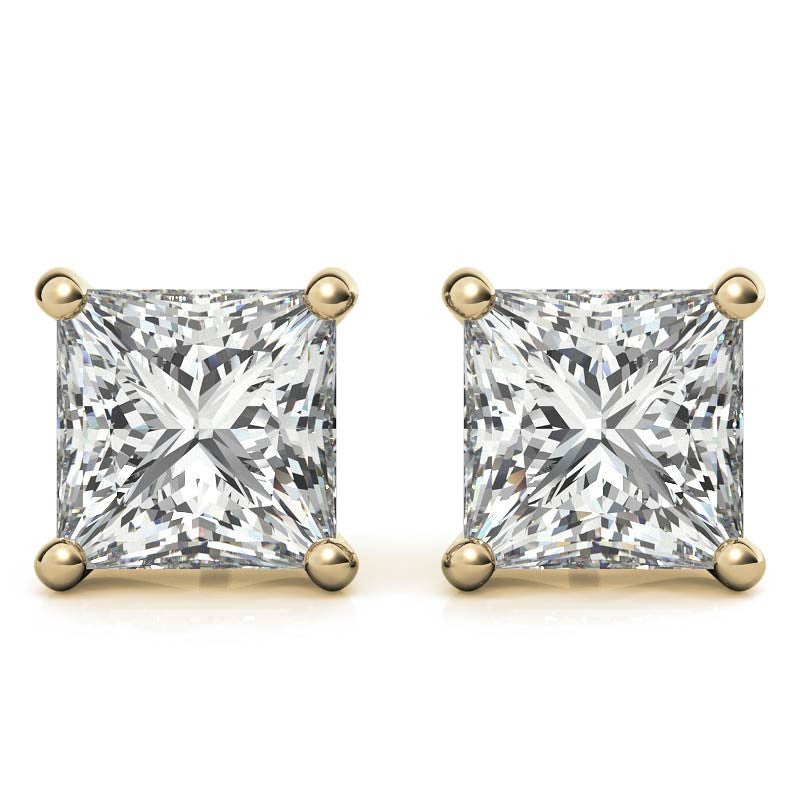 4-Prong Martini Princess Moissanite Stud Earrings