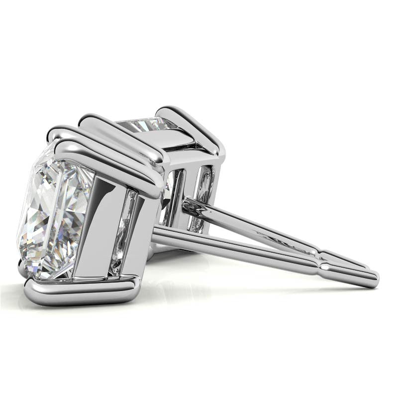 4-Prong Basket Princess Cut Moissanite Stud Earrings