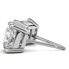 4-Prong Basket Princess Cut Moissanite Stud Earrings