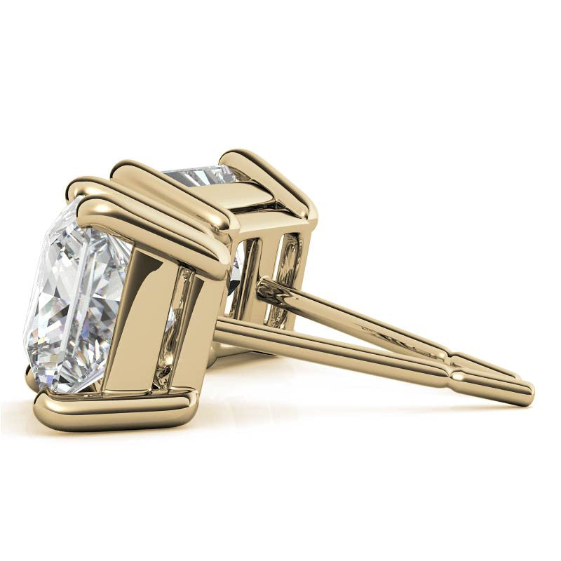 4-Prong Basket Princess Cut Moissanite Stud Earrings