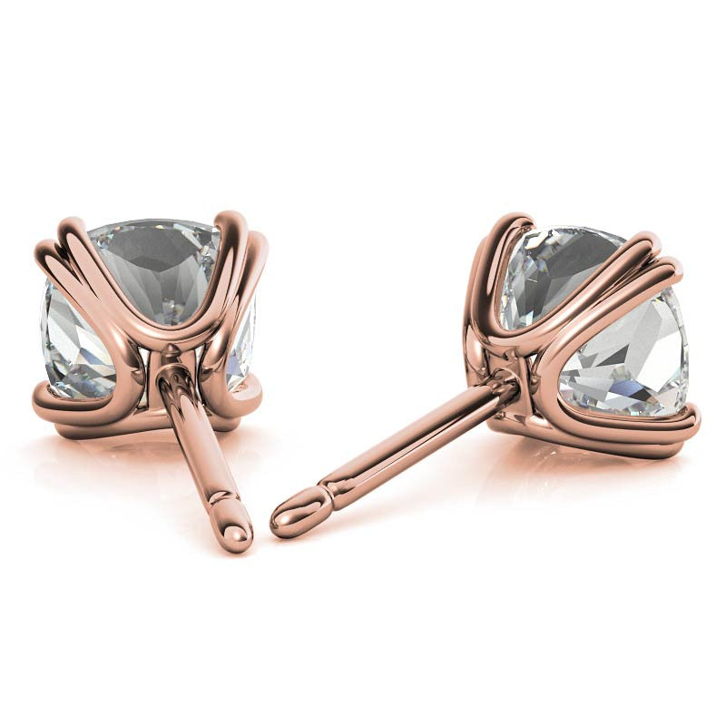 Double-Prong Cushion Moissanite Stud Earrings