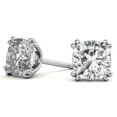 Double-Prong Cushion Moissanite Stud Earrings