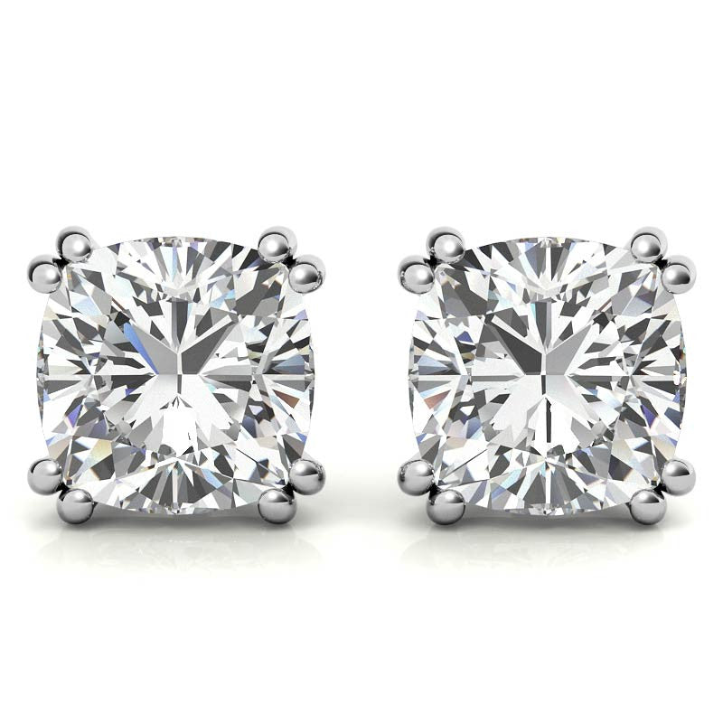 Double-Prong Cushion Moissanite Stud Earrings