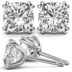 Double-Prong Cushion Moissanite Stud Earrings