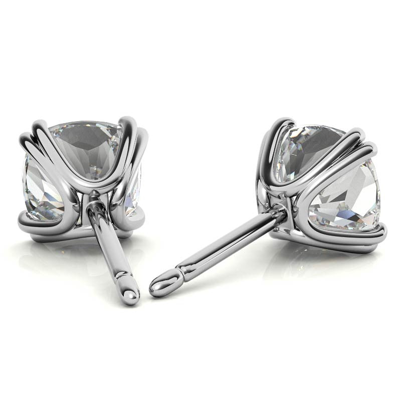 Double-Prong Cushion Moissanite Stud Earrings