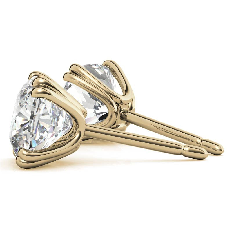 Double-Prong Cushion Moissanite Stud Earrings