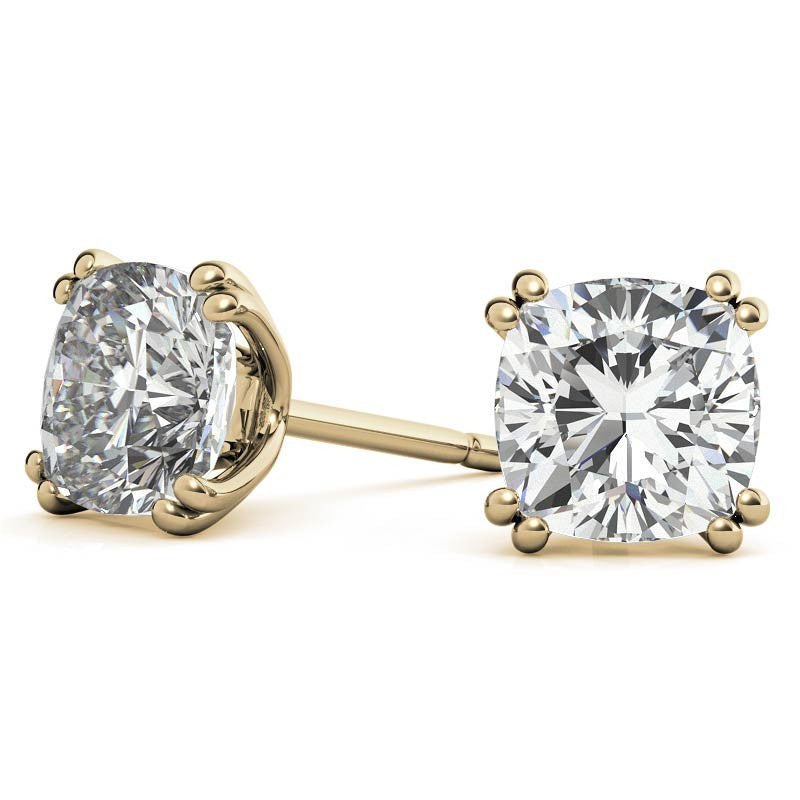 Double-Prong Cushion Moissanite Stud Earrings