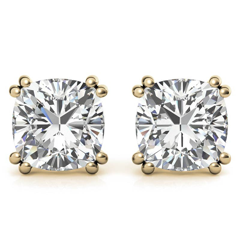 Double-Prong Cushion Moissanite Stud Earrings