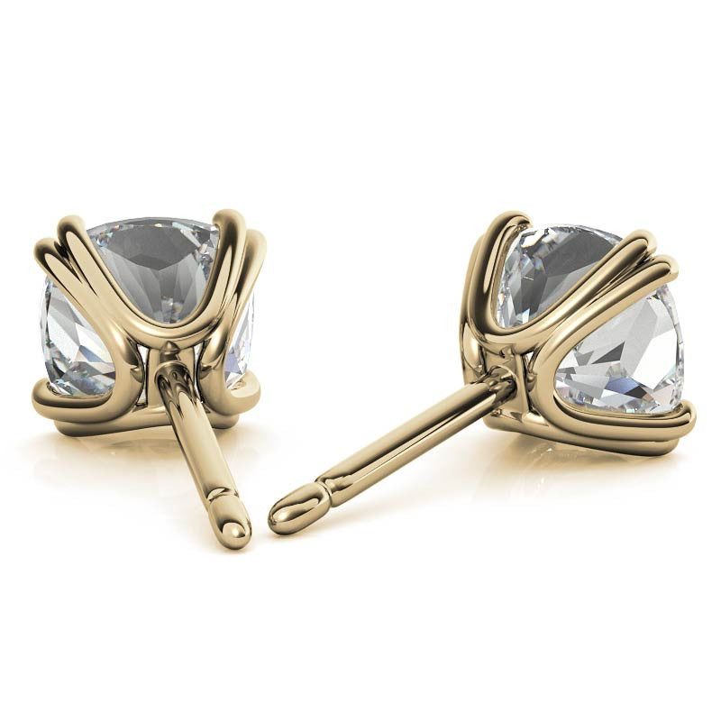 Double-Prong Cushion Moissanite Stud Earrings