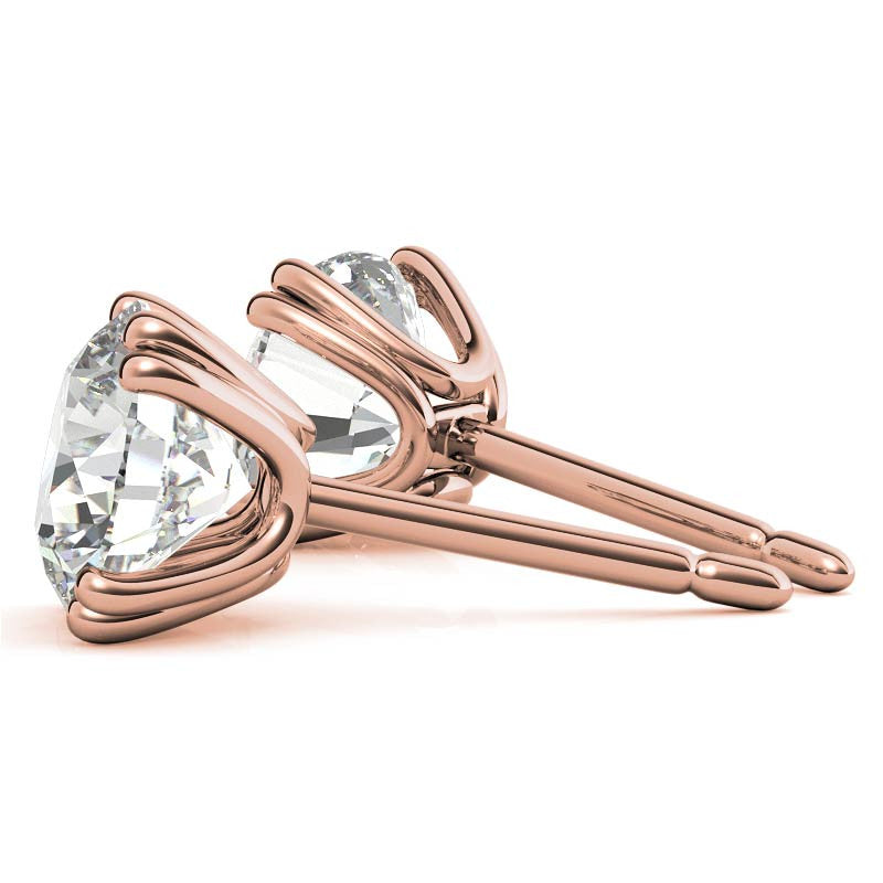 Round Moissanite Vintage Split Prong Stud Earrings