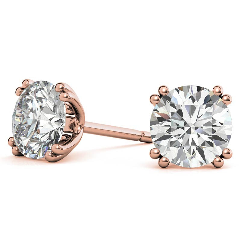Round Moissanite Vintage Split Prong Stud Earrings