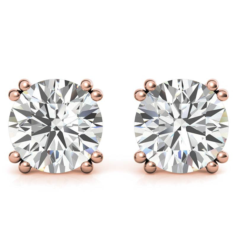 Round Moissanite Vintage Split Prong Stud Earrings