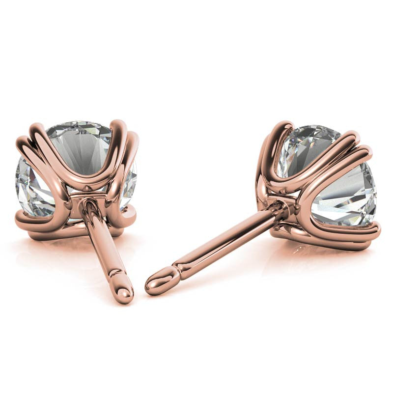 Round Moissanite Vintage Split Prong Stud Earrings