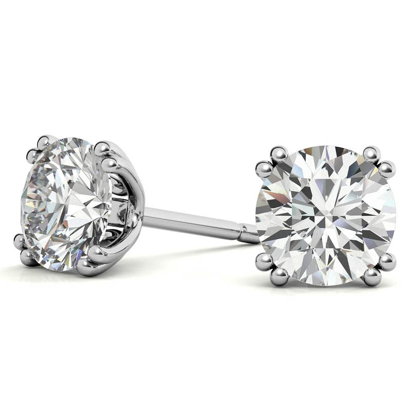Round Moissanite Vintage Split Prong Stud Earrings
